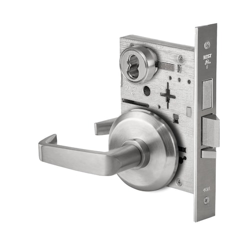 Best Grade 1 Dormitory Mortise Lock, 15 Lever, S Rose, SFIC Housing Less Core, Satin Chrome Finish, Field 45H7TD15S626